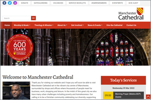 Screenshot of the Manchester Cathedral website